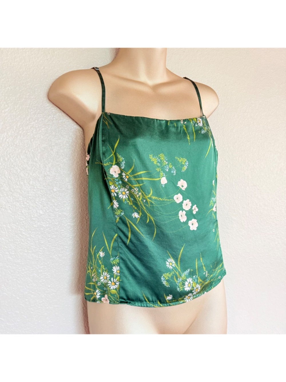 Reformation Green Floral Silk Overland Buena Cami Top Sz 16